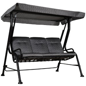 PAGED Porch Swing with Stand Outdoor Swing with Canopy, Pivot Storage Table, 2 Cup Holders, Cushions for Backyard, Porch, Garden - 1 of 4