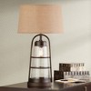 Franklin Iron Works Rustic Farmhouse Table Lamp 31" Tall with Nightlight Bronze Clear Seeded Glass Burlap Shade for Bedroom Living Room House Bedside - image 2 of 4