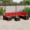 vidaXL 9 Piece Patio Sofa Set with Cushions Brown Poly Rattan - without storage, 8 Items - 2 of 4
