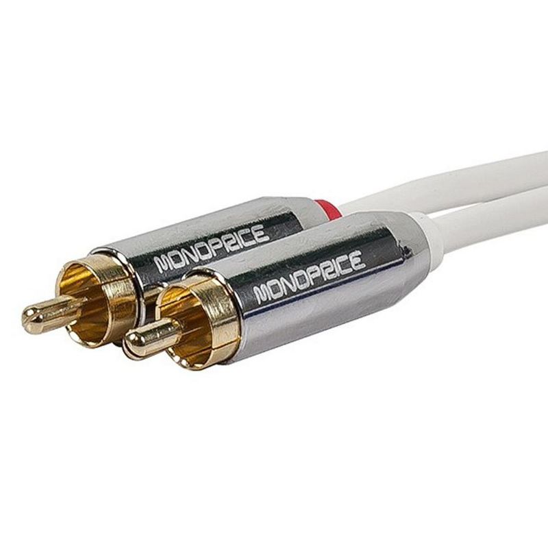Monoprice Audio Cable - 10 Feet - White | Stereo Male to RCA Stereo Male Gold Plated Cable for Mobile, 3 of 4
