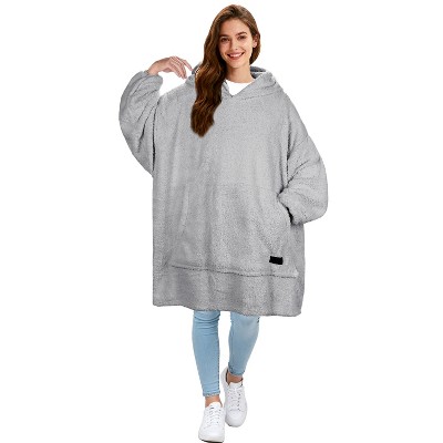 Tirrinia Women Men Fleece Blanket Hoodie Sweatshirt, Oversized Wearable Blanket Pullover with Hooded, Cozy Gift for Woman Wife