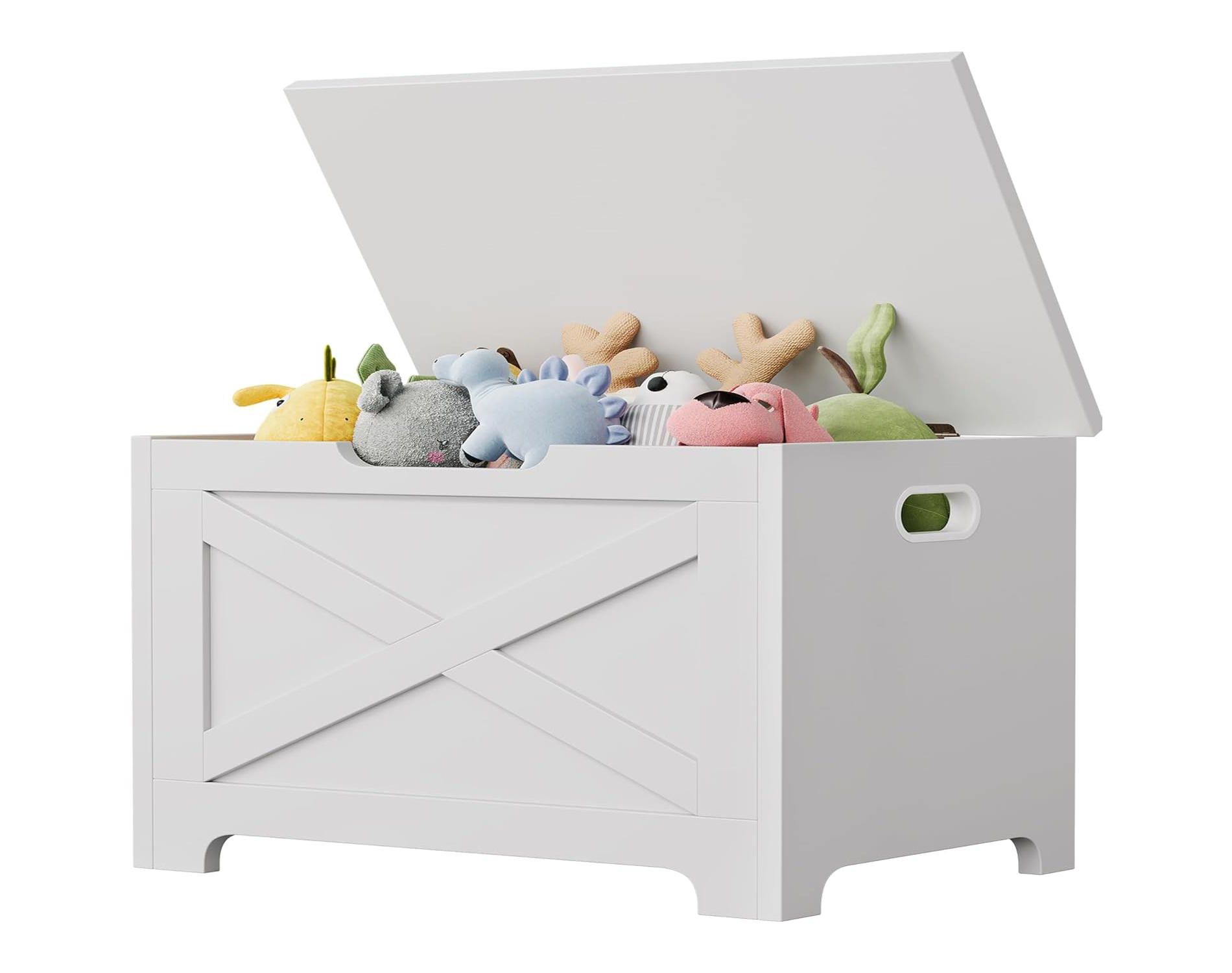 Storage Chest, Wooden Storage Bench with Safety Hinge, Easy Assembly, Large Toy Chest for Entryway, Living Room, Bedroom