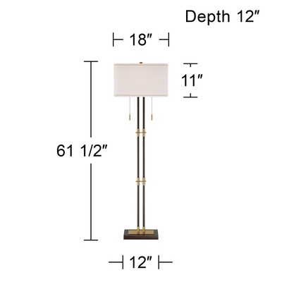 Nevada Bronze and Gold Metal Floor Lamp with Linen Shade