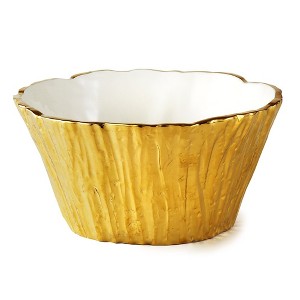 Jiallo Botanic Collection Titanium Porcelain tree bark bowl 8" Gold - 1 of 2