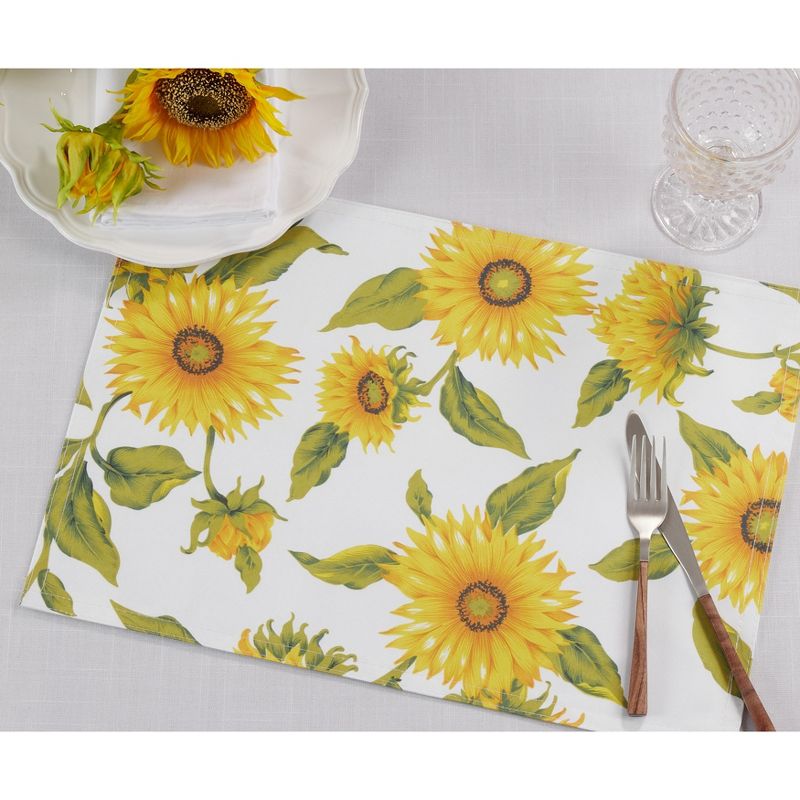 Saro Lifestyle Sunflower Placemat, 13"x19" Oblong, Yellow (Set of 4), 4 of 5
