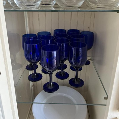 Set of 4 Libbey Sirrus Blue 12 Ounce Wine Goblets Concentric Rings
