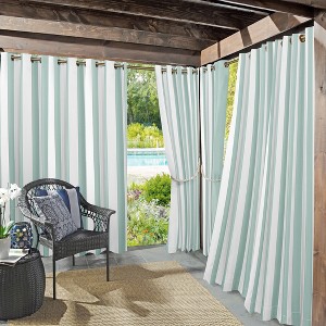 Sun Zero Room Darkening Valencia Striped UV Protectant Grommet Indoor/Outdoor Curtain Panel - 1 of 4