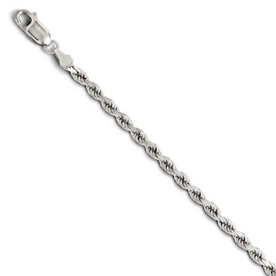Black Bow Jewelry 3mm 14k White Gold Solid Diamond Cut Rope Chain Bracelet