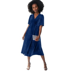 ellos Plus Size Surplice Velour Midi Dress - 1 of 4