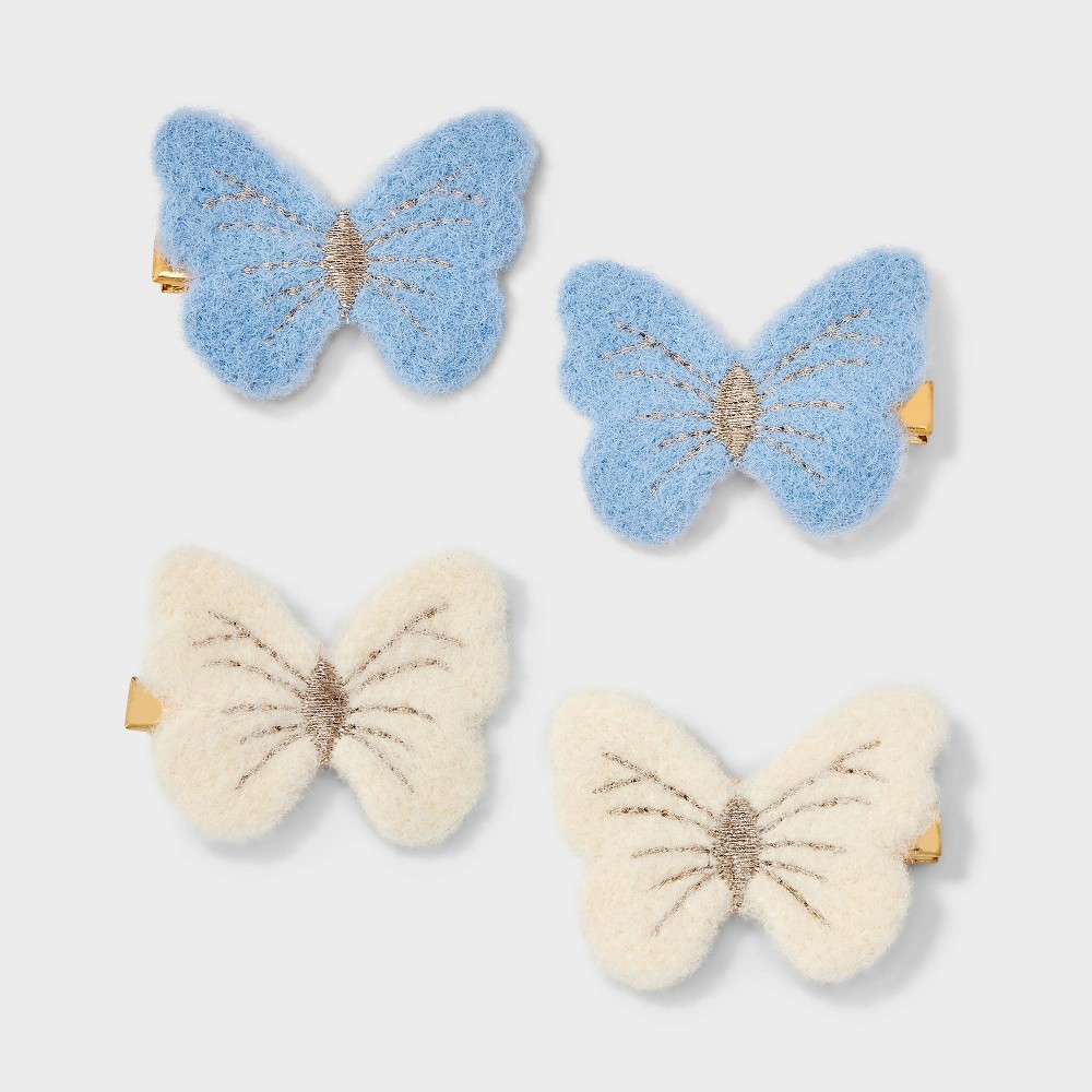 Butterfly Hair Clip Set 4pc - Wild Fable Ivory/Blue