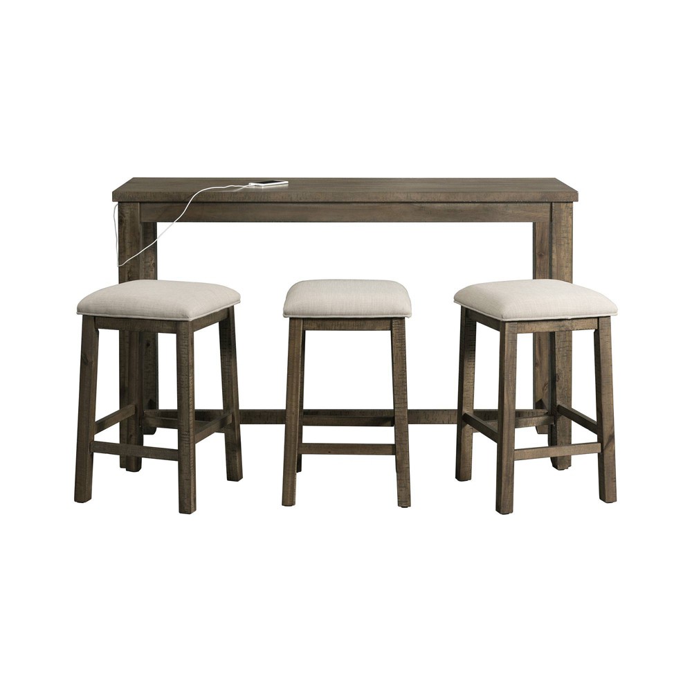 Photos - Dining Table Stanford Multipurpose Bar Table Set Distressed Gray - Picket House Furnish