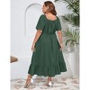 Coolmee Women's Summer Plus Size Maxi Dress Short Sleeve Floral Square Neck Tie Front Split A-Line Flowy Long Sundresses - 4 of 4