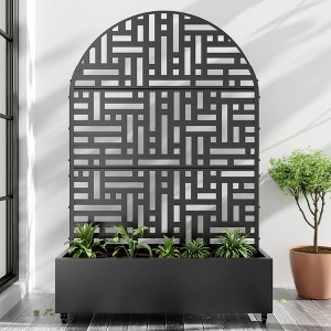 PexFix 72 in. H x 47 in. W Black Metal Arch Wall Planter Box with Trellis for Climbing Plants - 1 of 4