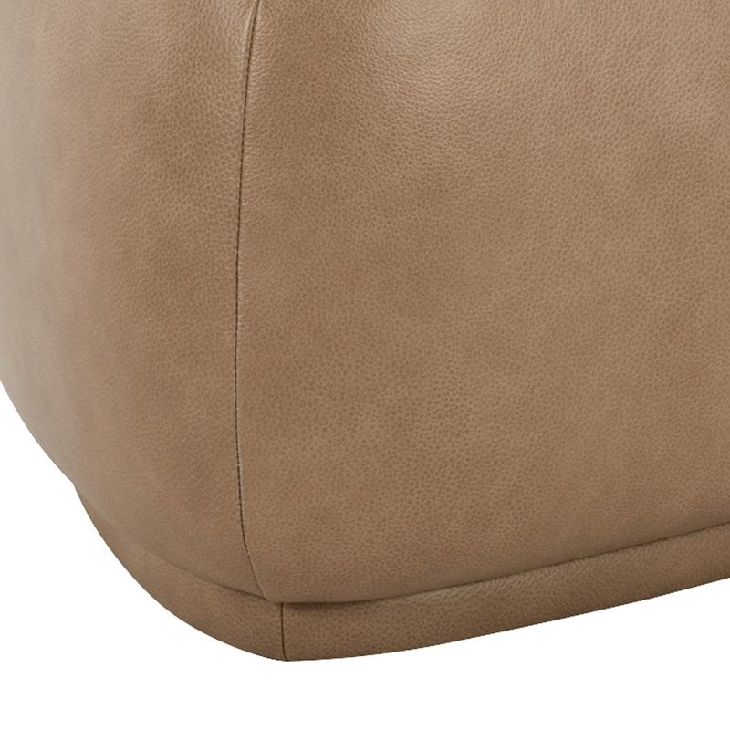 Pebble 26" Rounded Triangle Cocktail Ottoman, Tuscan Tan Brown Top Grain Leather, 4 of 7