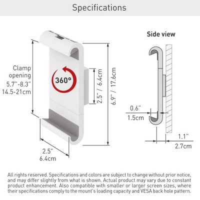 White Fixed Tablet Wall Mount with 360° Rotation