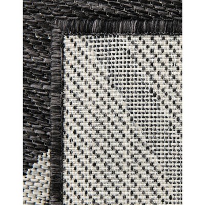 Gray and Black Abstract Outdoor Synthetic Area Rug