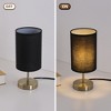 11.8" Brushed Antique Bronze Metal Table Lamp with Linen Cylinder Shade for Bedside, Living Room, Workspace, Bar, Hotel Room, or Display Setting - 2 of 4