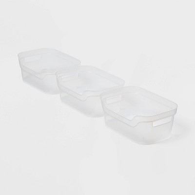 3pk Small Open Front Storage Bins Clear - Brightroom™: Portable Plastic Utility Tubs, Universal Storage, 3.1 Volume