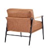 PAGED Modern Accent Chair, Arm Chair with Metal Frame and Wooden Armrest, Comfy Reading Chair for Bedroom, Living Room Furniture - 4 of 4