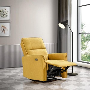 Suede Mid-Century Modern Recliner Chair, Manual Push-Button, High-Back Lounge Chair - 1 of 4