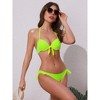 INSPIRE CHIC Women's Knot Twist Halter Double Straps Tie Back Bra Triangle Bottoms Swimwear Bikini Sets 2 Sets - 4 of 4