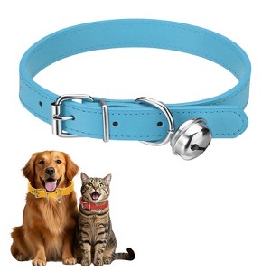 Unique Bargains Dog Collar with Bell Adjustable Buckle PU Leather Dog Collars - 1 of 4