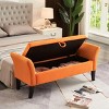 51" Tufted Velvet Storage Ottoman Bench with Curved Armrests for Bedroom or Entryway -3irtyhousy - 2 of 4