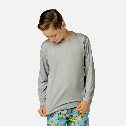 Vapor Apparel Youth Upf 50+ Sun Protection Solar Long Sleeve Rash Guard  Swim Shirt, Athletic Grey, Large : Target