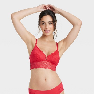 Women's Longline Lace Bralette - Auden™ Red XXL