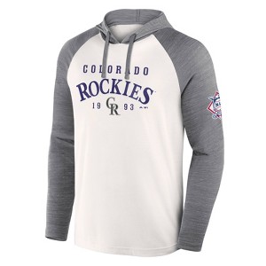 MLB Colorado Rockies Men's White Long Sleeve Lightweight Bi-Blend Hooded Sweatshirt - 1 of 3