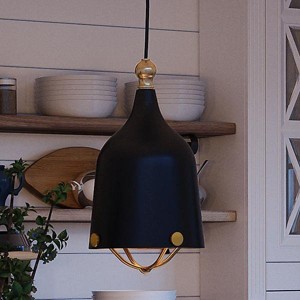 Urban Ambiance Luxury Americana Modern Pendant,  11-3/4"H x 6-3/8"W,  Midnight Black Finish, UHP2341 - 1 of 4