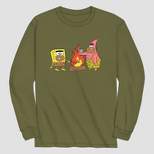 Men's Nickelodeon SpongeBob SquarePants Long Sleeve Graphic T-Shirt - Dark Olive Green