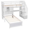 VYNXARIA Twin over Twin Loft Bed with Built-in Desk and Staircase,With Storage Compartments and Shelves,White - 4 of 4