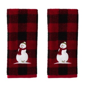 SKL Home 2pc Woodland Winter Hand Towel Set Red : Microfiber, Machine Washable, Non-Slip Backing - 1 of 4