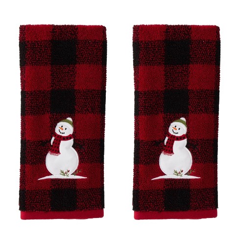 2pcs Snow Patterned Kitchen Hanging Hand Towels