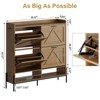 48.7" Shoe Storage Cabinet with 4 Flip Drawers, 2 Tier Free Standing Shoe Rack with 2 Cubbies, Hooks & Metal Frame, Narrow Shoe Storage for Entryway - 2 of 4