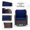 3 Pieces Patio Furniture Bistro Set, Outdoor Wicker Swivel Rocker,360 Degree Swivel Rocking Wicker Chairs w/Cushions,Side Table w/Armored Glass Top - 4 of 4