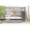 TiramisuBest Full Over Full Bunk Bed w/ Twin Trundle & Staircase, Gray, Solid Wood, 97x58x66 inches, 286 lbs - 3 of 4