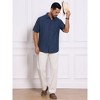 INSPIRE CHIC Men's Texture Short Sleeve Button Down Solid Casual Knitted Shirt - 2 of 4