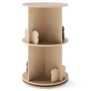 Tangkula Kids Rotating Bookshelf Round Spinning Corner Bookcase w/Bear Baffles Coffee - 1 of 4