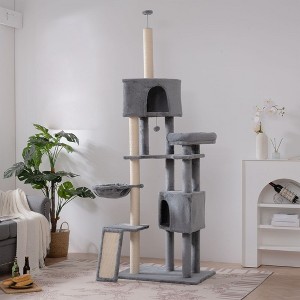 104" Tall Cat Tree for Indoor Cats,Multi-Level Cat Tower, Cat Condo with 3 Perches, 2 Caves, Basket, Scratching Board, Cat Climbing Stand for Cat Play - 1 of 4