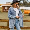 Women's Denim Jackets Long Sleeve Jean Jacket Oversized Button Dwon Long Denim Shackets with 4 Pockets Boyfriend Fit Fall Fashion Coats - 2 of 4