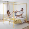 VEVOR Queen Size Canopy Bed Frame, Metal Canopy Bed with Minimalist Headboard & Four Posters Design, Heavy Duty Steel Slats Support, Gold - 2 of 4