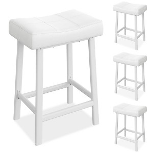 24" Counter Height Bar Stools Set for Kitchen Island Counter, Bonded Leather Stools with 2.4" Thick Saddle Seats for Dining Room - 1 of 4