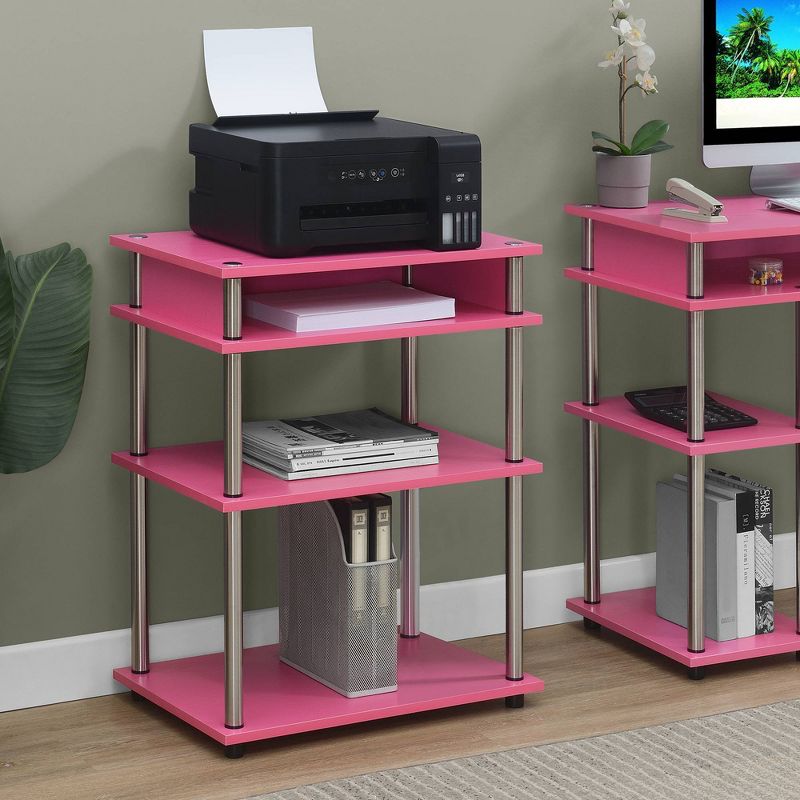 Designs2Go No Tools Printer Stand with Shelves Pink/Chrome - Breighton Home, 4 of 9