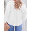 Coolmee Womens Plus Size Tops Casual V Neck Smocked Long Sleeve Chiffon Blouse Flowy Work Shirts - 3 of 4
