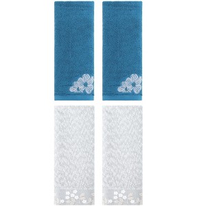 REGALWOVEN 4 Pcs 100% Cotton Floral Embroidered Soft Absorbent Decorative Hand Towel - 1 of 4