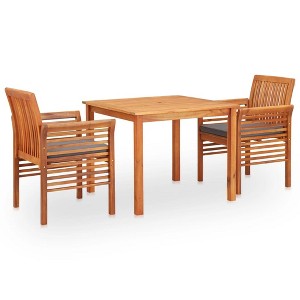 vidaXL 3 Piece Patio Dining Set with Cushions Solid Acacia Wood - 1 of 4