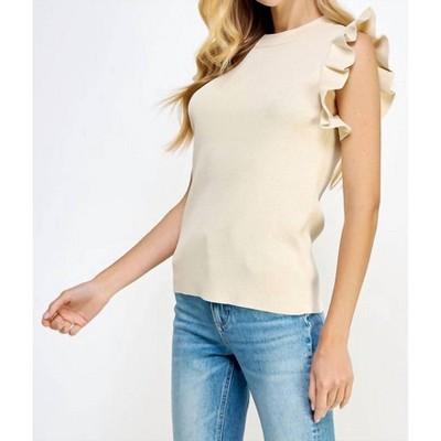 Women's Flare Ruffle Sleeveless Top - Strut & Bolt
