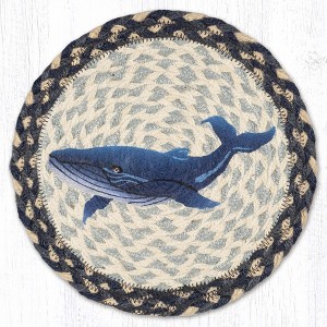 Earth Rugs Marine Life Blue Whale Printed 10" Round Jute Trivet - 1 of 3